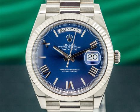 rolex day date 2 president blue dial|Rolex white gold blue dial.